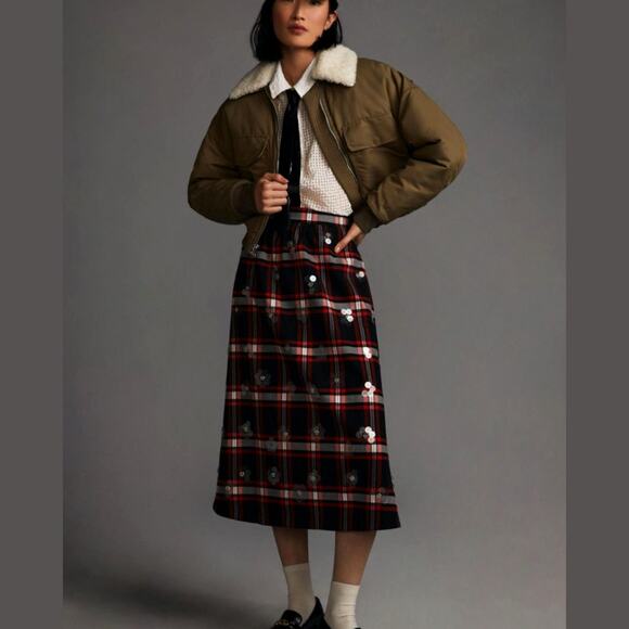 Anthropologie Dresses & Skirts - NWT Anthropologie Maeve Embellished Plaid Skirt - Size 6